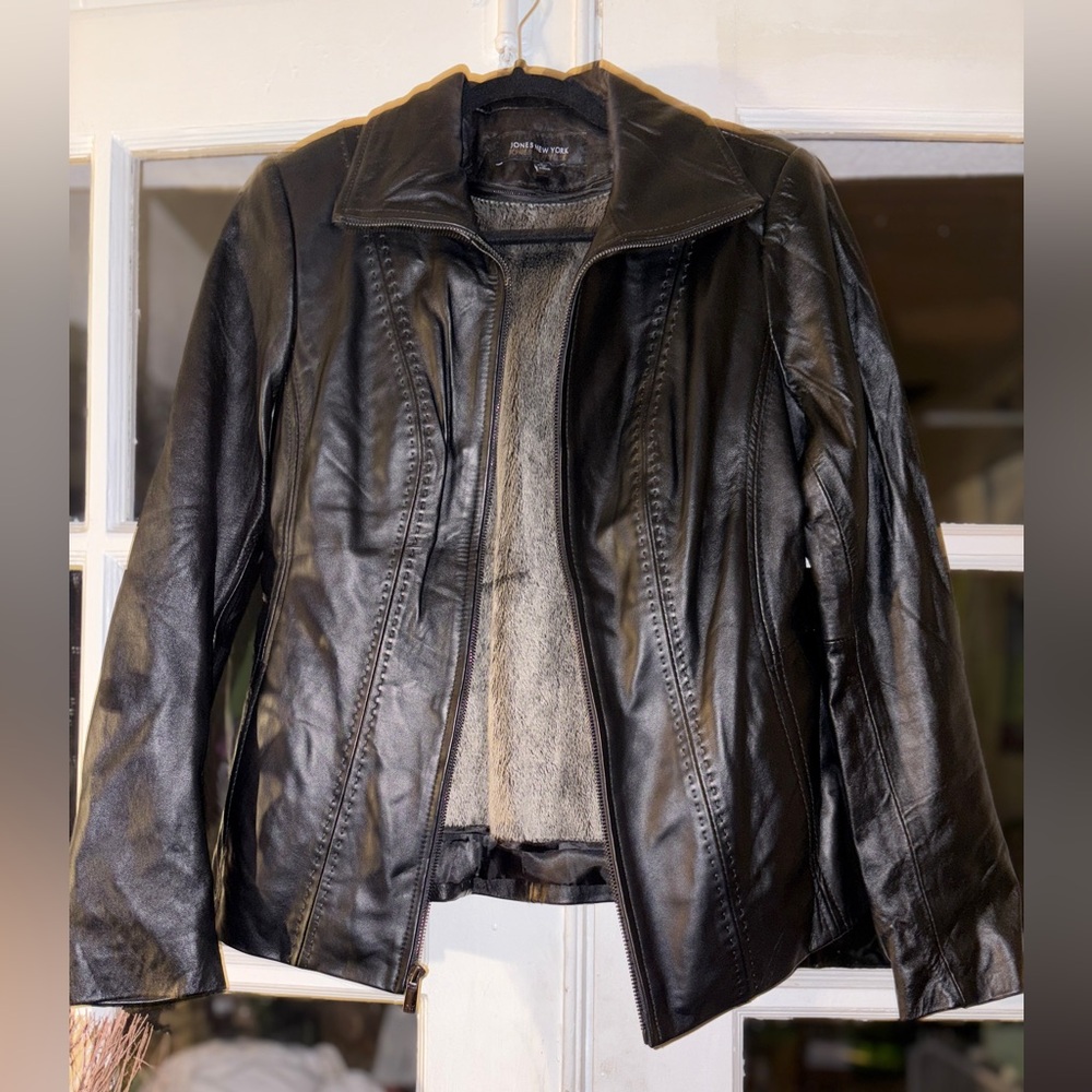 Jones New York Black Leather Jacket